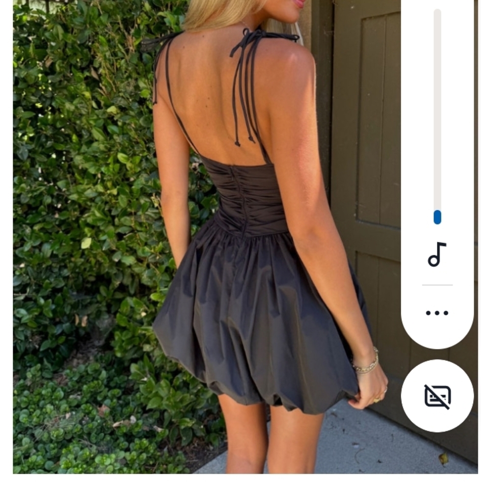 Chic Black Ruched Mini Dress - Picture 3 of 6